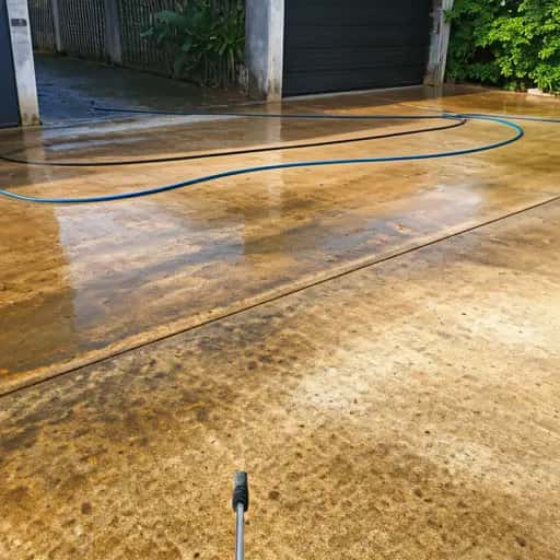Technician pressure cleaning a concrete driveway in Adelaide